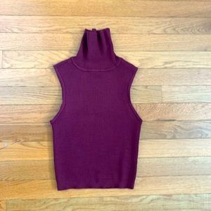 Sleeveless Burgundy Turtleneck Top
